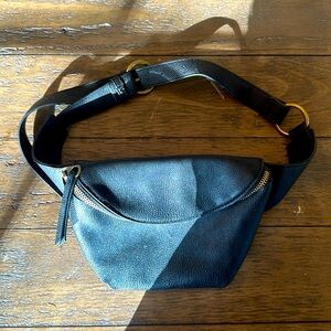 Black faux leather fanny pack